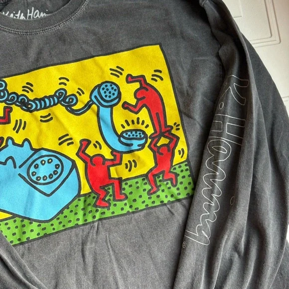 Vintage Keith Haring CollectibleRipple 1992 Long Sleeve Gray Art Shirt Men’s S/M - Picture 2 of 5